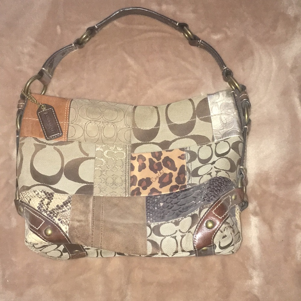 Coach brown patchwork shoulder bag